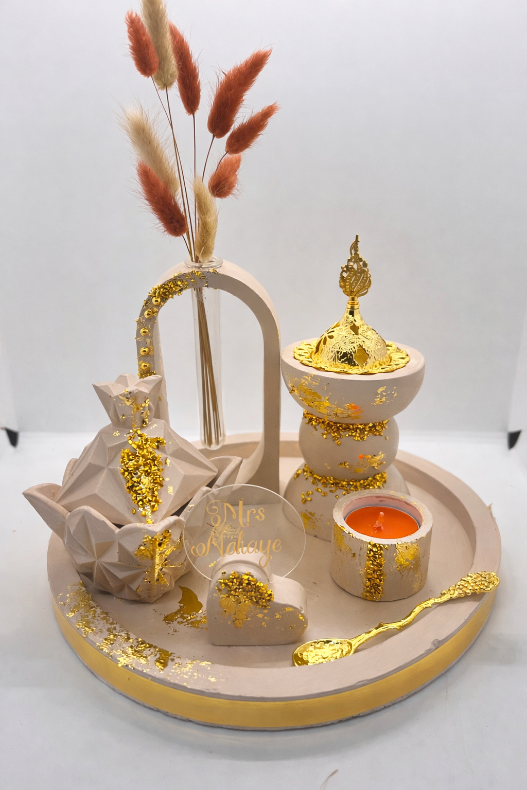 Plateau Élégance Nude &Or