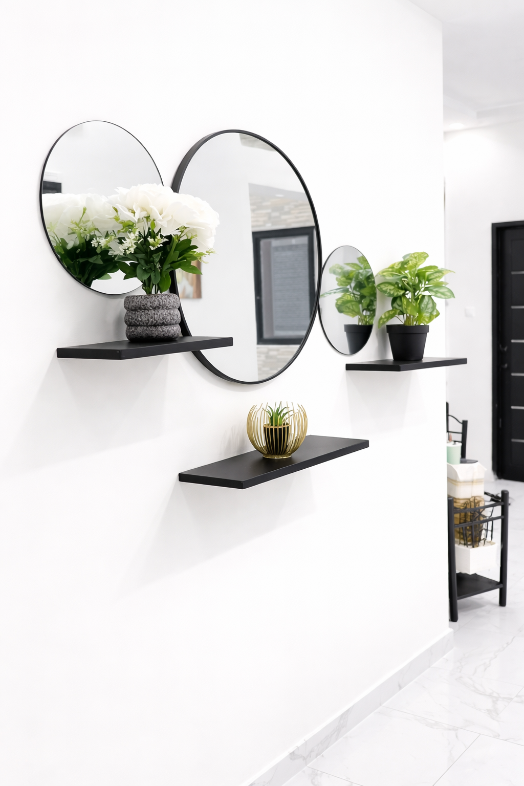 e1cd5cf3-6656-4784-a721-54b558b8808d Console Murale Noir 6 pièces