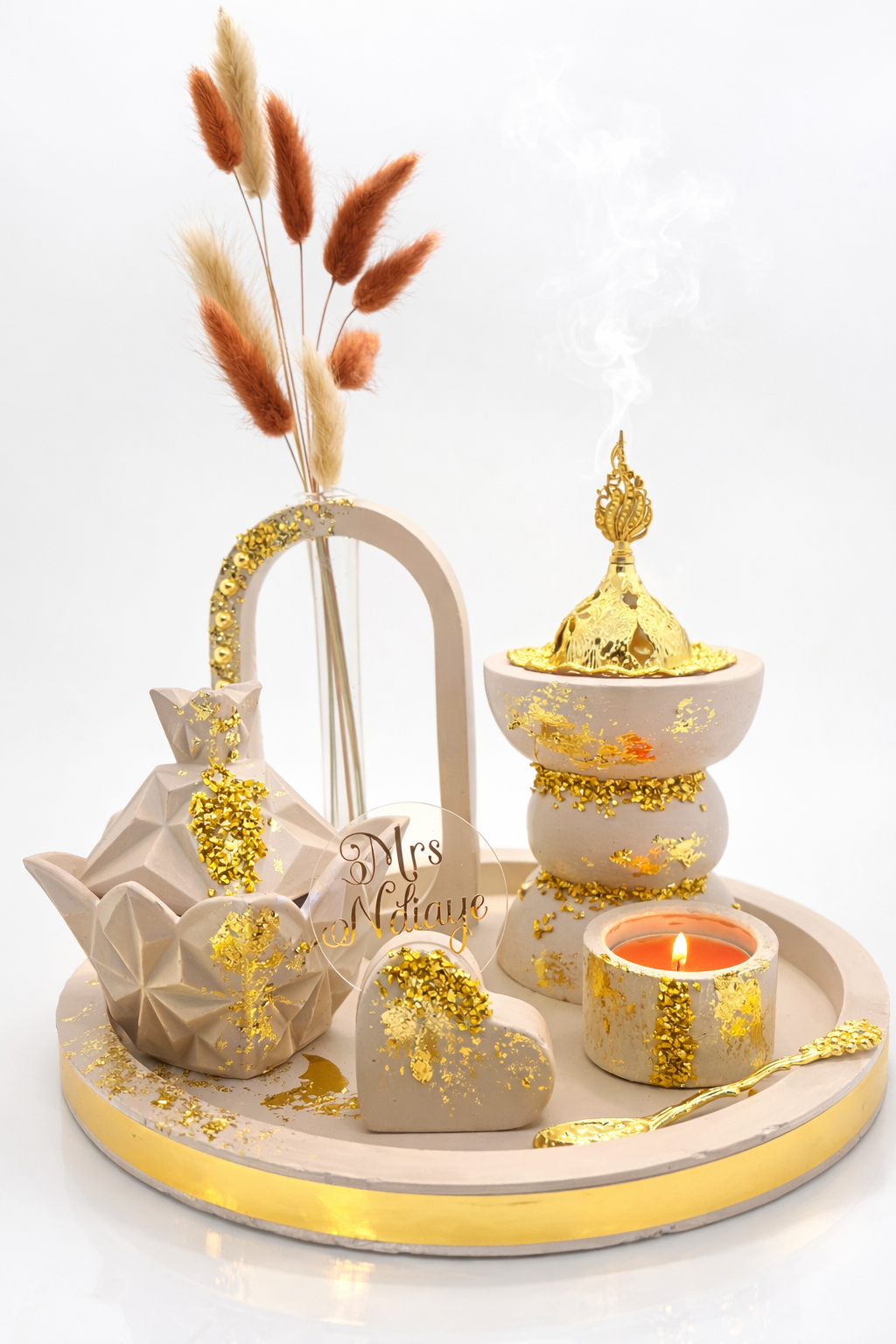 Plateau Élégance Nude &Or